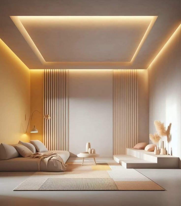 Duplex Living Hall featuring Concealed LED Strip Floating Console #30